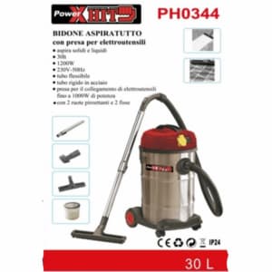 power-hit-bidone-aspiratutto-inox-1200w-30lt-solidi-liquidi-presa-elettroutensili-ruote-accessori
